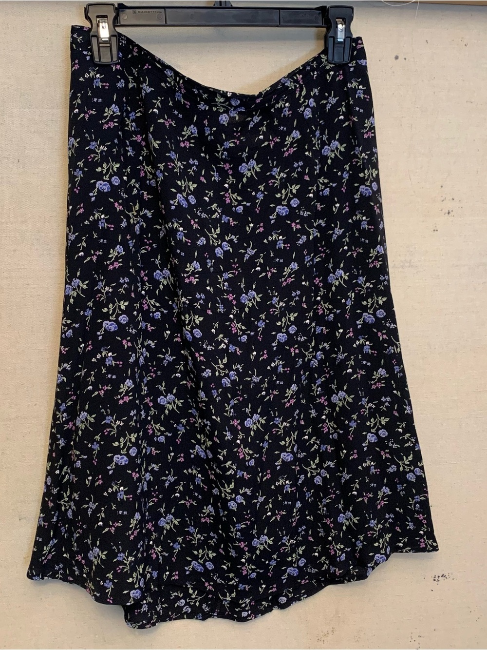 Women's Vintage Coldwater Creek Black Floral A-Line Slip Skirt, Size Large